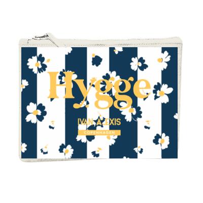Navy blue Striped daisy bloom Hygge POUCH L Thumbnail