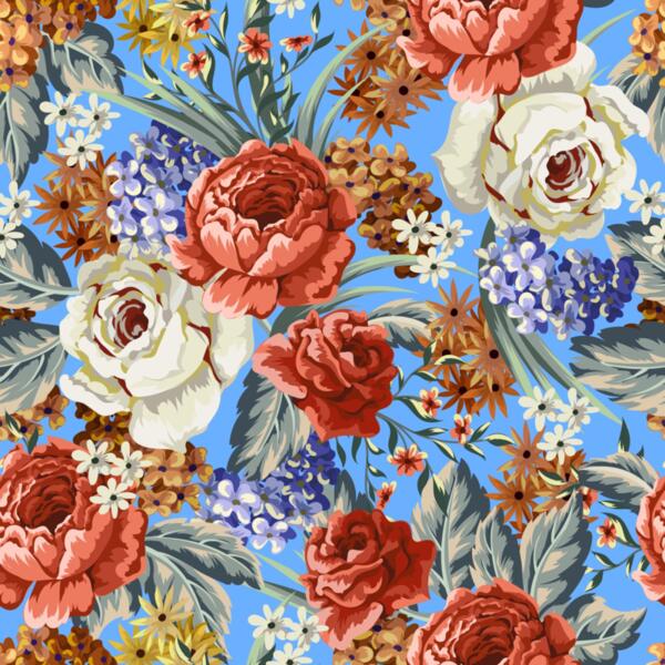 RED WHITE FLOWER ON ROYAL BLUE Thumbnail